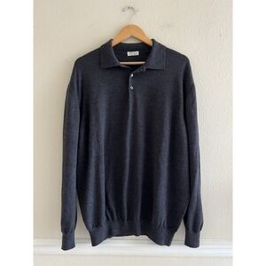 Gran Sasso Visions Polo Henley Knit Sweater Men's 58 (2X-3X) Old Money Lagenlook